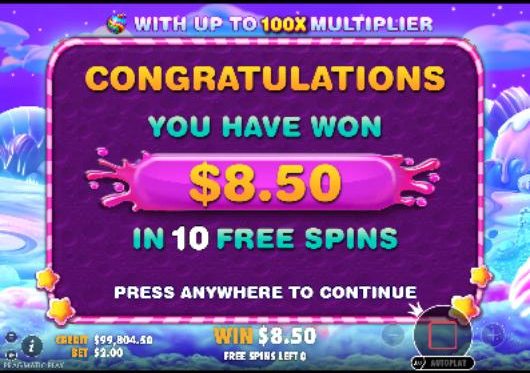 A real demo result: a bonus bought for $200 paid $8.50